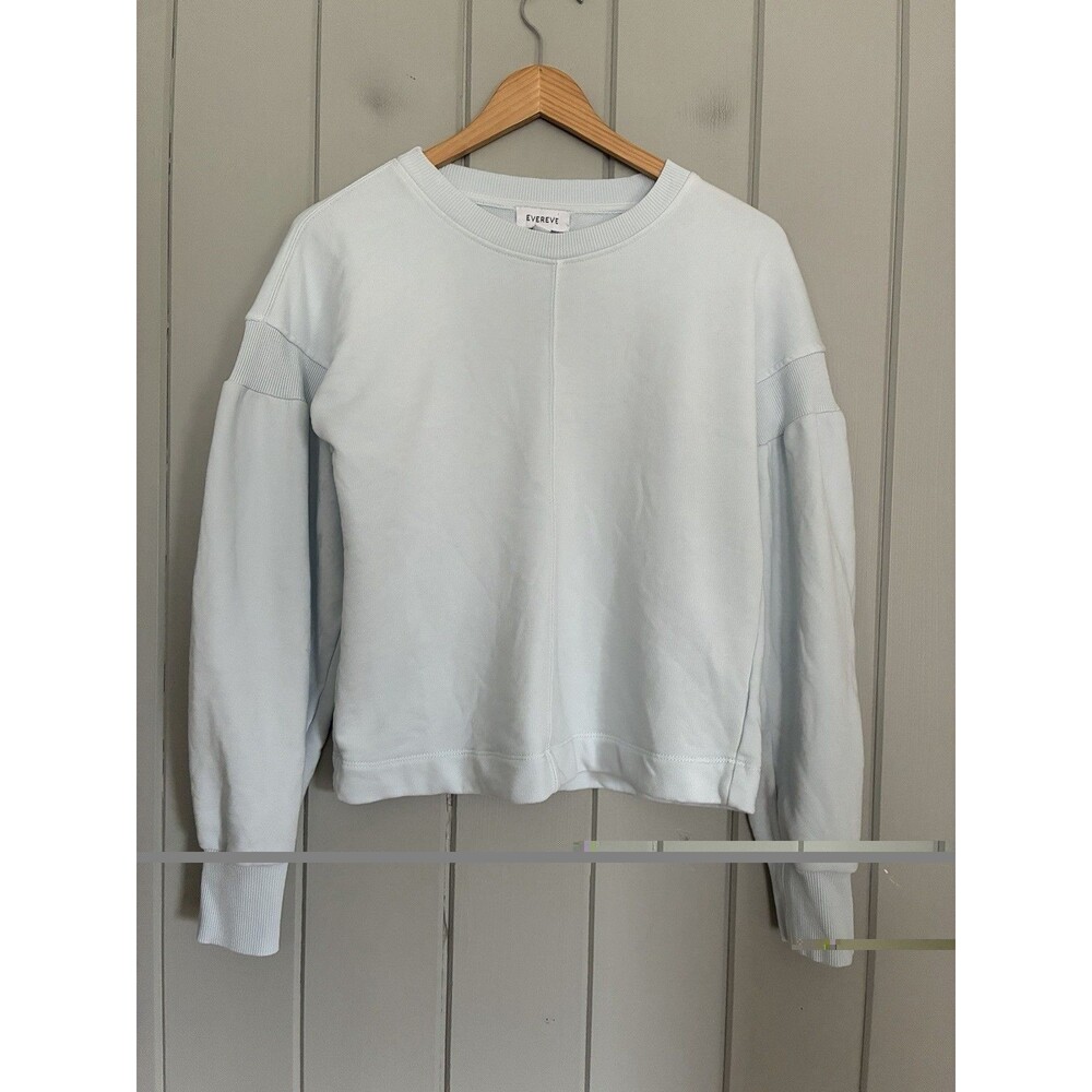 Evereve Samantha Puff Sleeve Sweatshirt XS Crew Neck Icy Blue